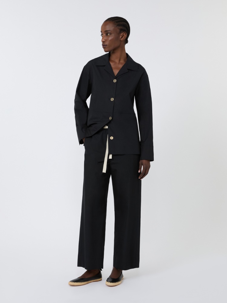 Cotton drawstring trousers - BLACK - Max Mara