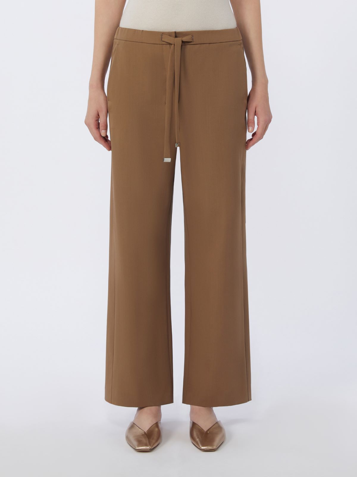 Wool gabardine trousers - CARAMEL - Max Mara - 4
