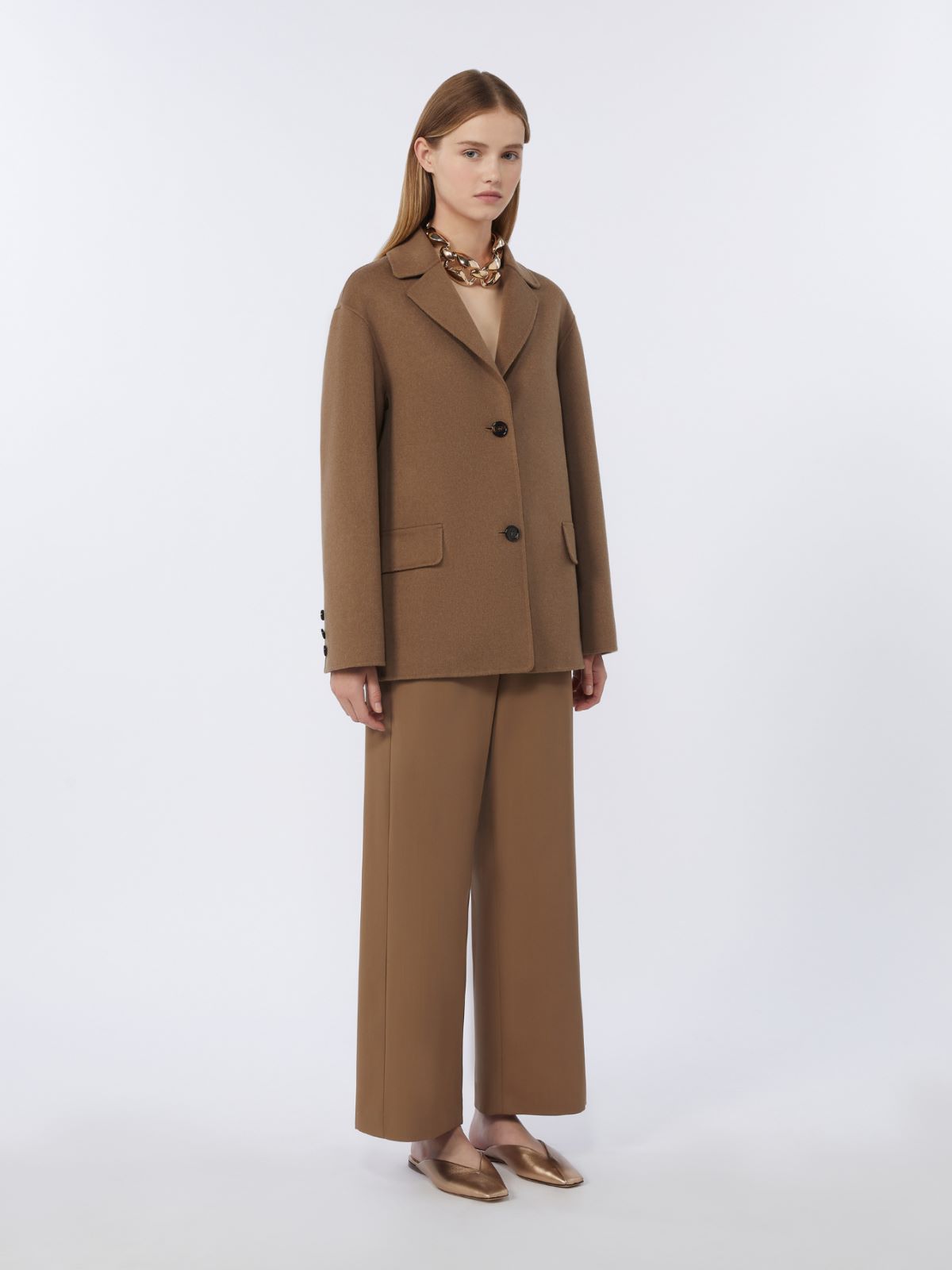 Wool gabardine trousers + CARAMEL - Max Mara