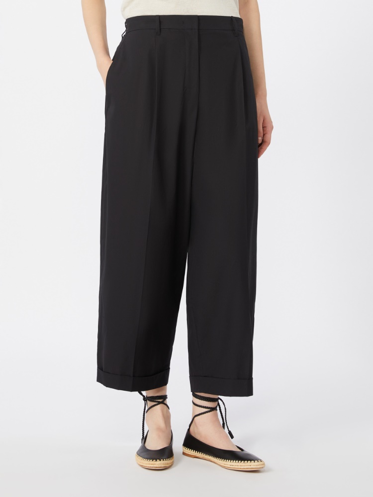 단차 코튼 트라우저 - BLACK - 2