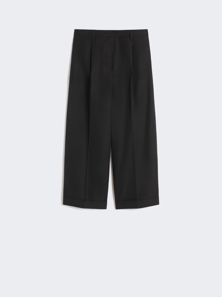 단차 코튼 트라우저 - BLACK