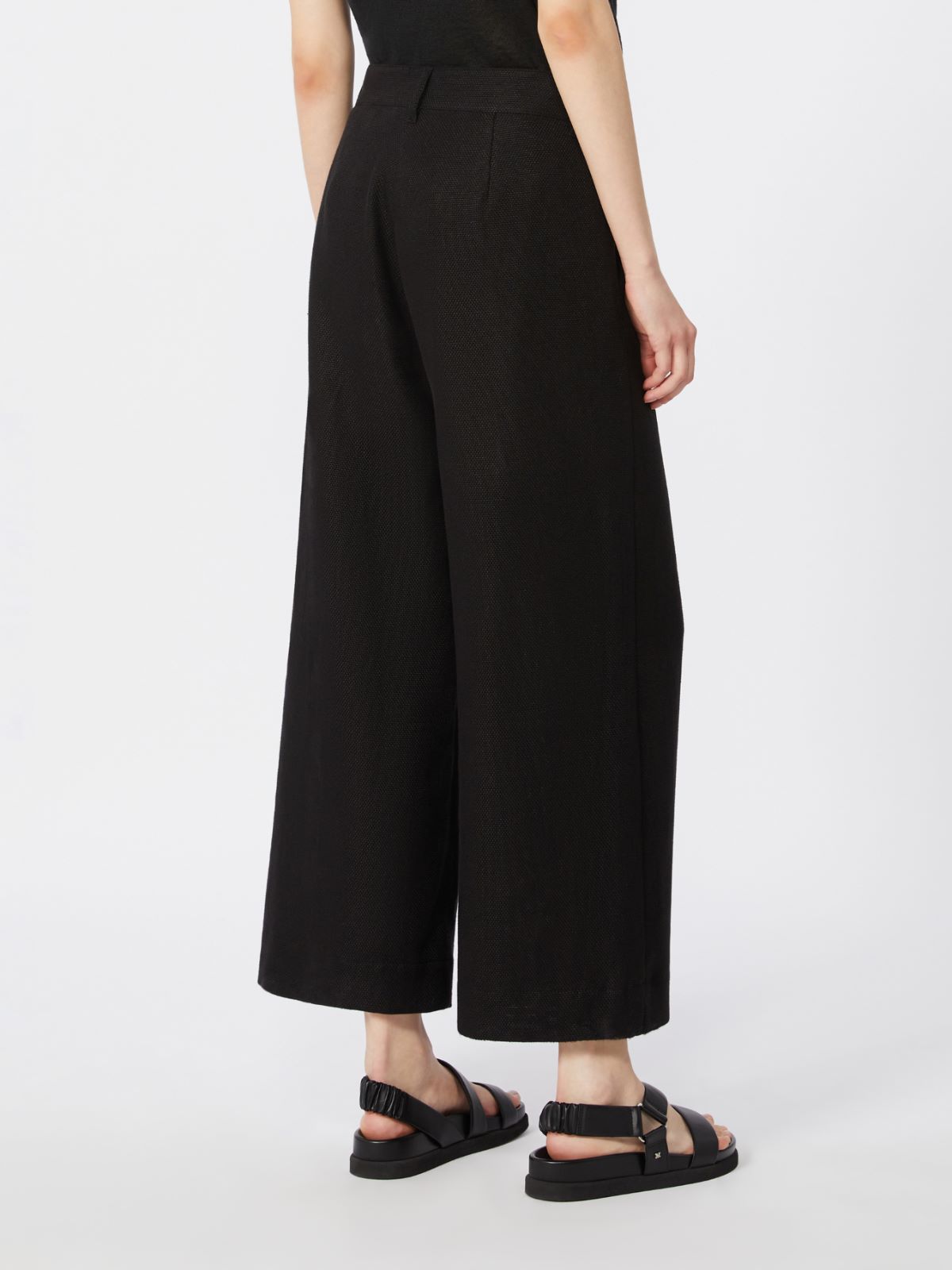 Stretch cotton and linen trousers - BLACK - Max Mara - 4