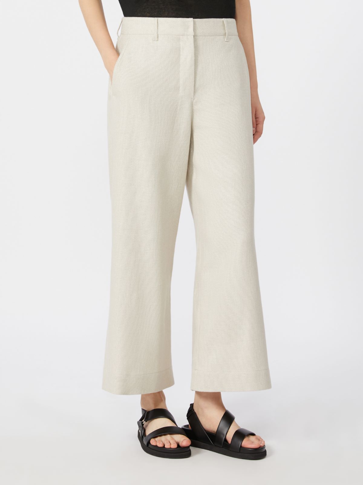 Hose aus Baumwolle und Stretch-Leinen - CREME - Max Mara - 8