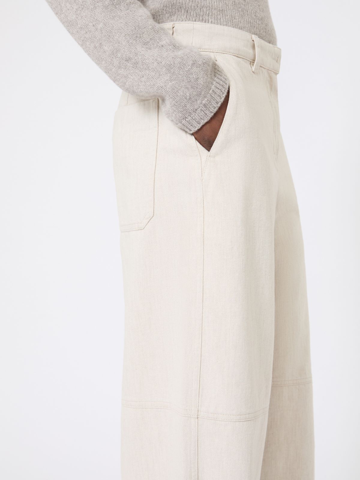 Washed cotton trousers - NATURAL - Max Mara - 5