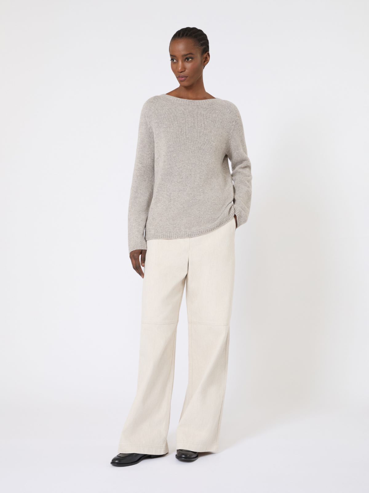 Washed cotton trousers - NATURAL - Max Mara
