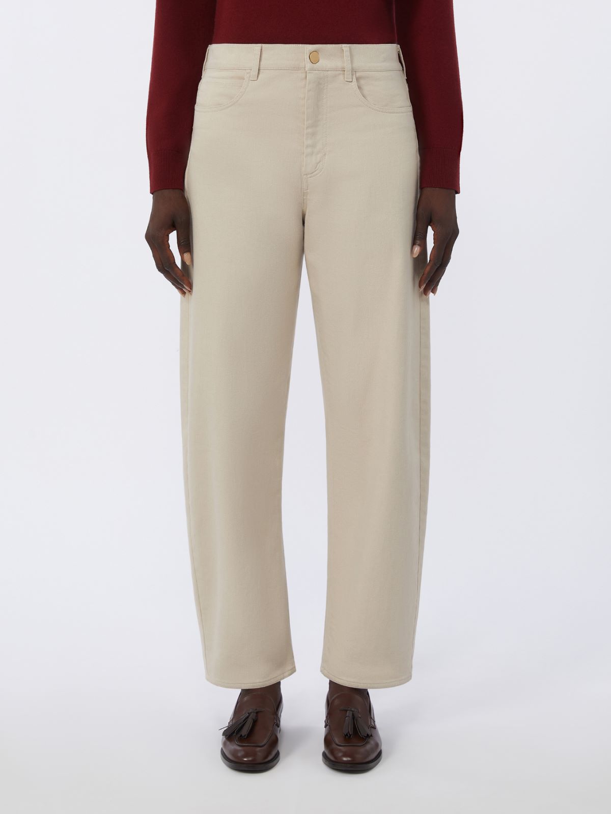 Stretch bull denim trousers - NATURAL - Max Mara - 4