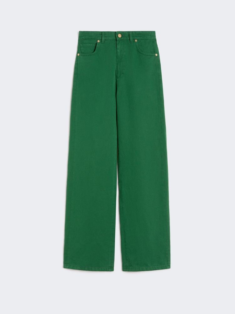 Five-Pocket-Hose aus Baumwolle und Leinen - GRUEN - Max Mara