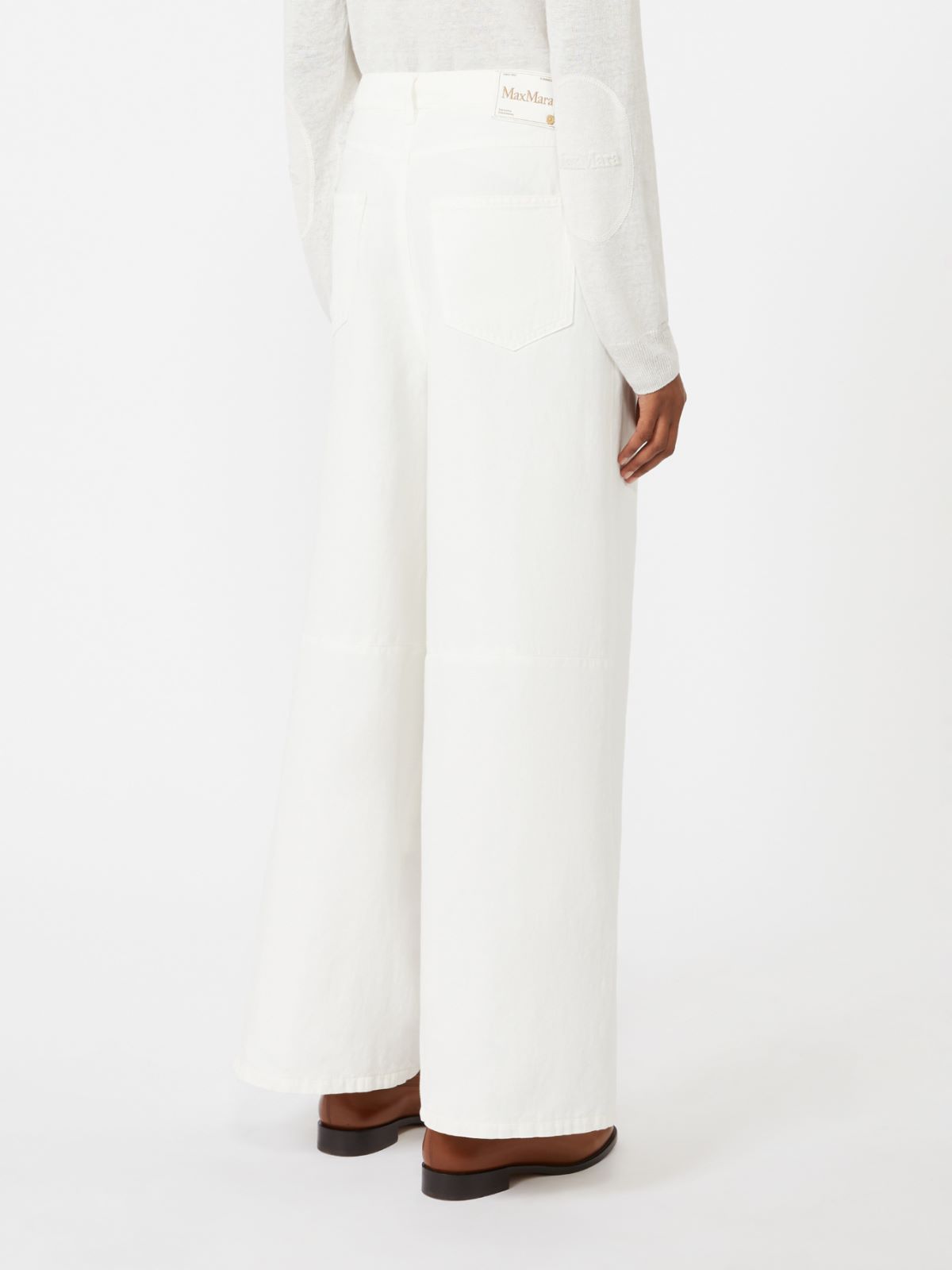 Wide-fit cotton and linen trousers - WHITE - Max Mara - 9