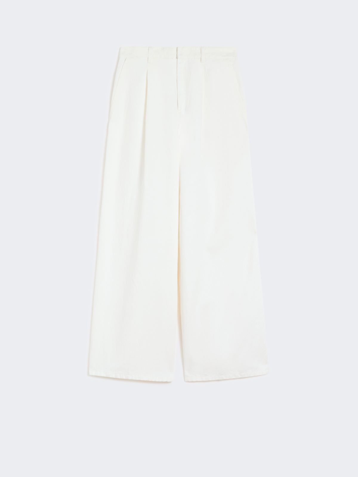 Wide-fit cotton and linen trousers - WHITE - Max Mara - 9