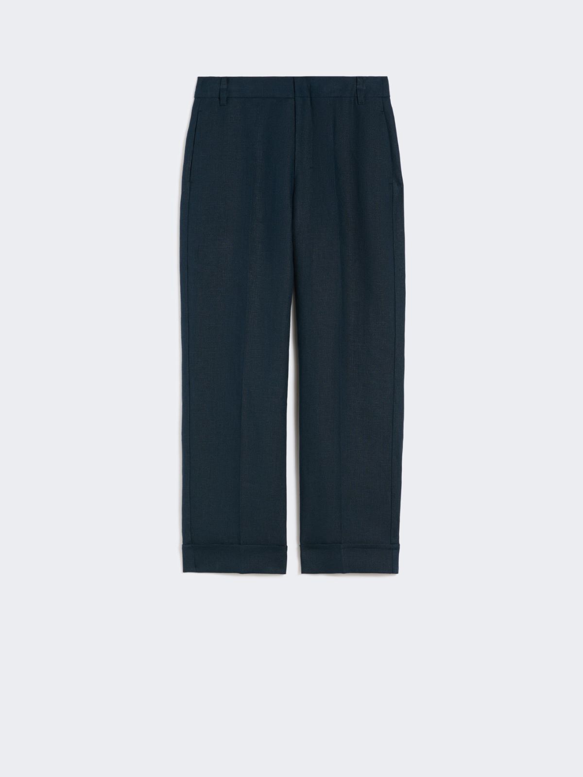 Gerade geschnittene Hose aus Leinen-Panama - NACHTBLAU - Max Mara - 8