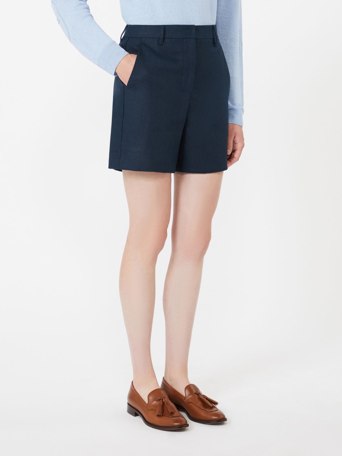 Shorts aus Leinen-Panama - NACHTBLAU - Max Mara - 8