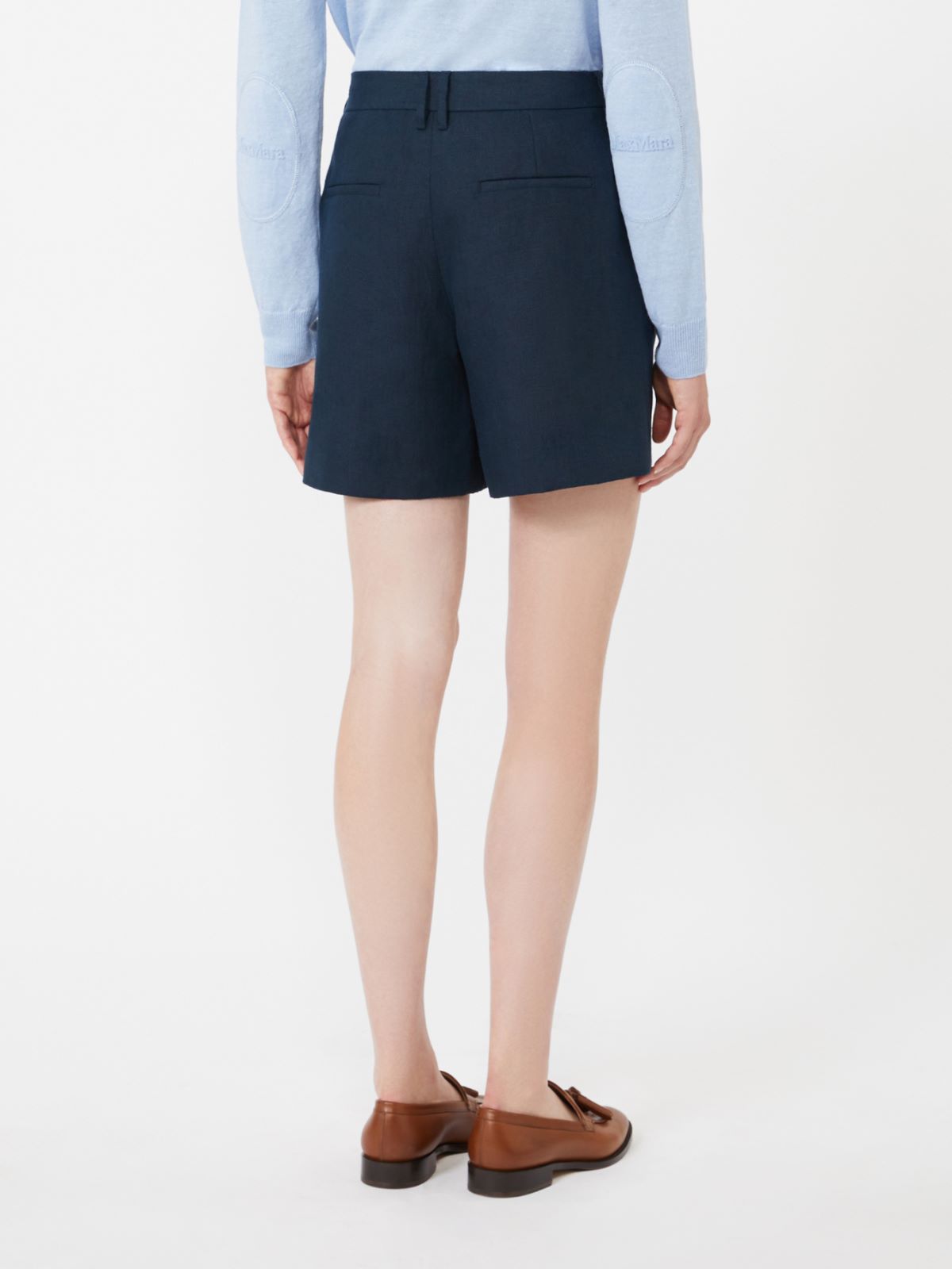 Shorts aus Leinen-Panama - NACHTBLAU - Max Mara - 8
