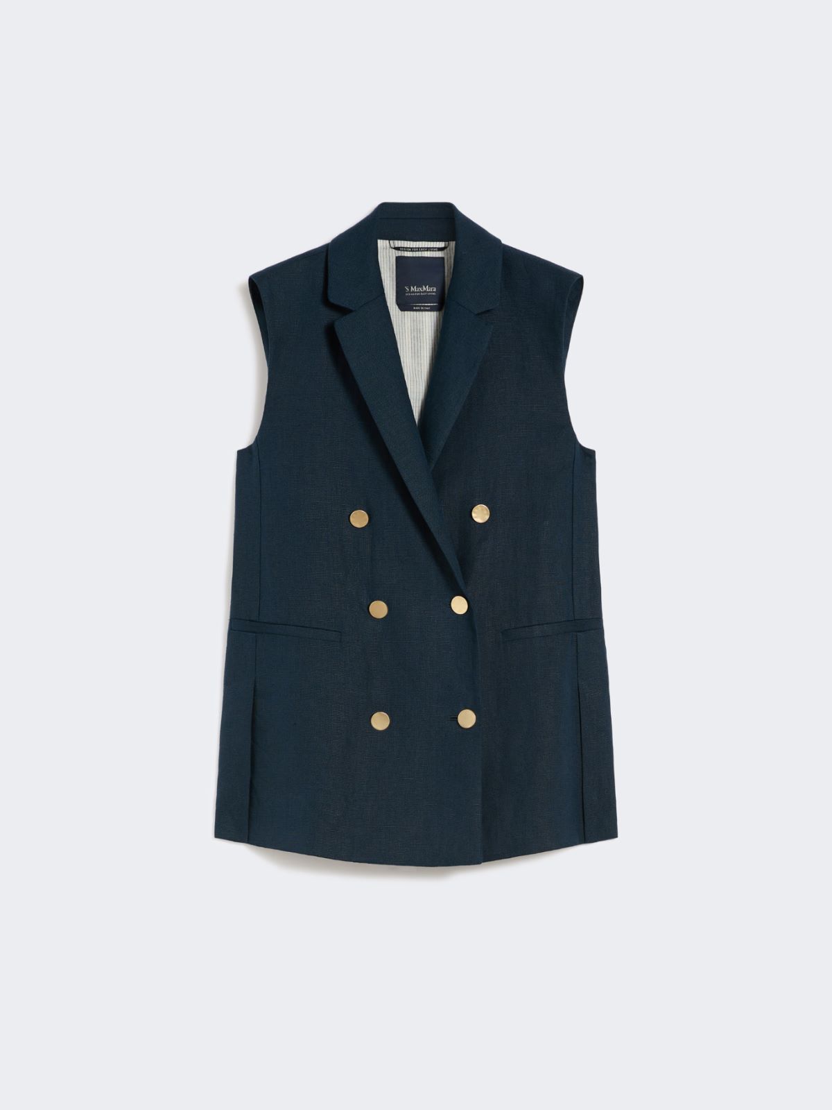 Linen basketweave gilet - MIDNIGHTBLUE - Max Mara - 8