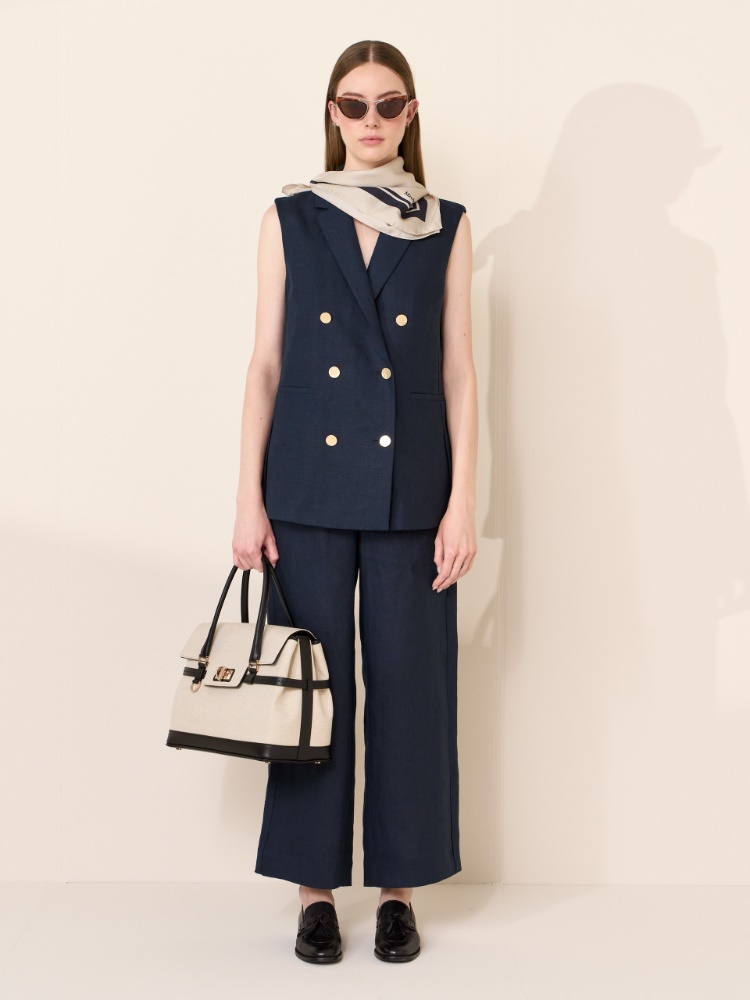 Linen basketweave gilet + MIDNIGHTBLUE - Max Mara