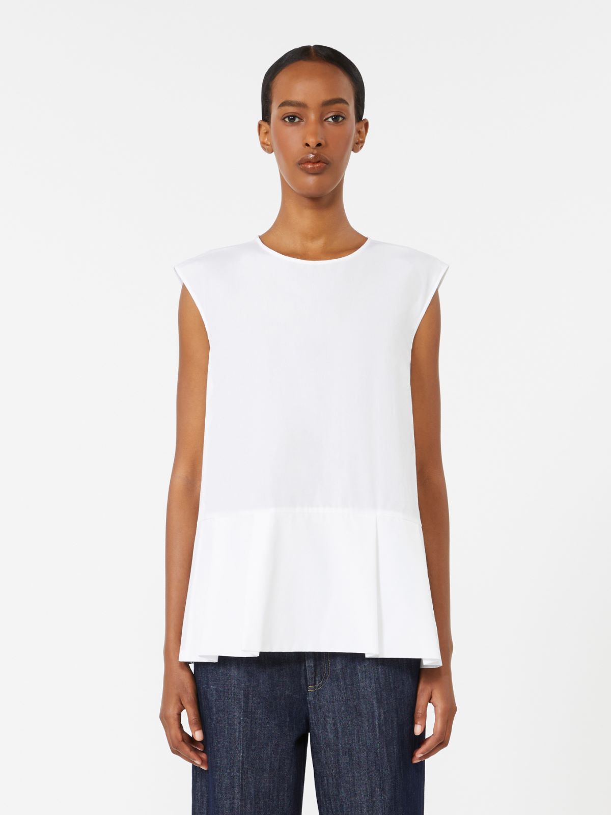 Cotton poplin top - WHITE - Max Mara - 4