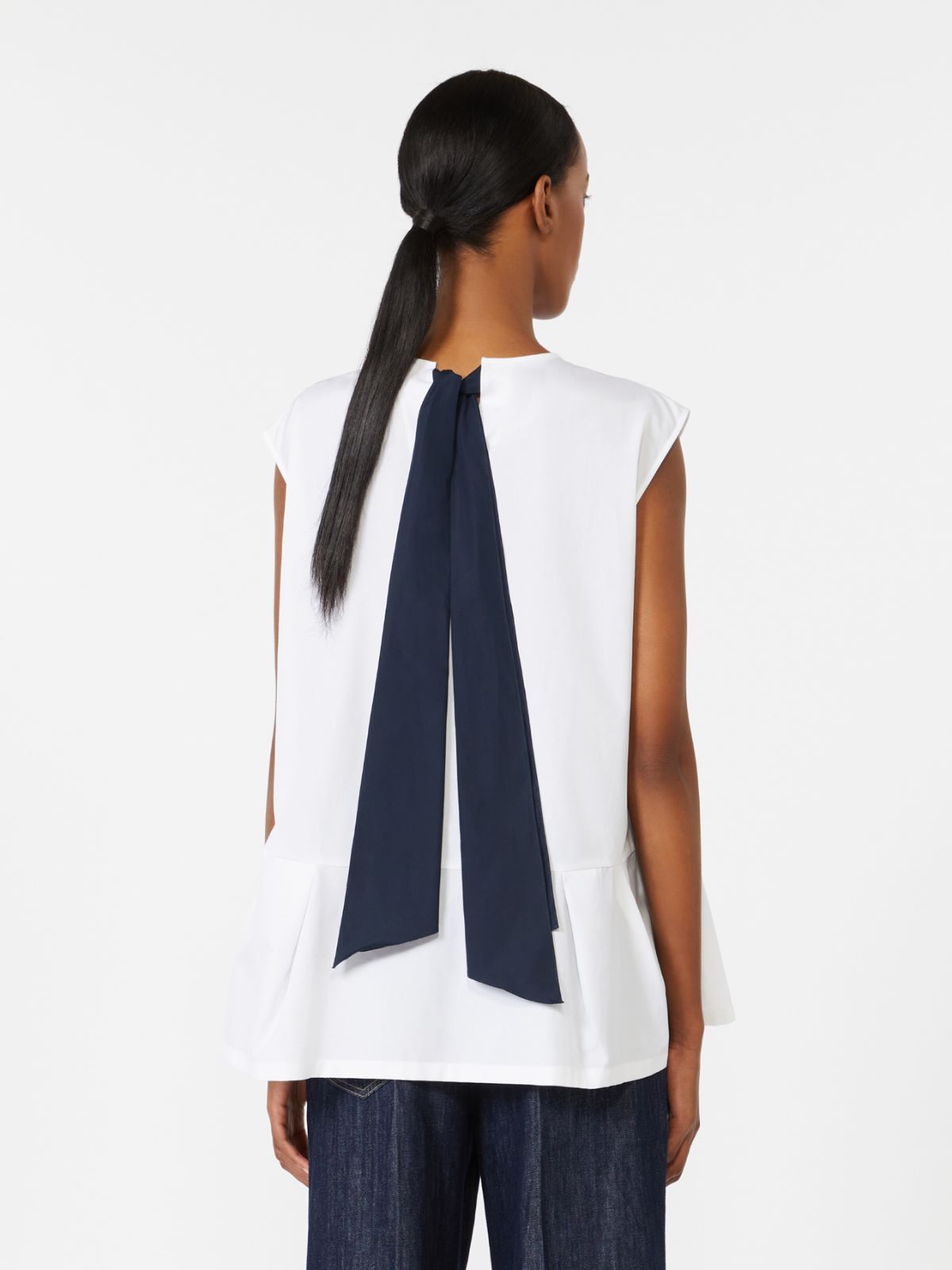 Cotton poplin top - WHITE - Max Mara - 4