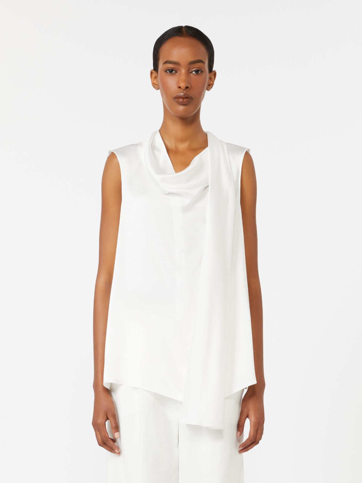 Silk satin top - WHITE - Max Mara - 2