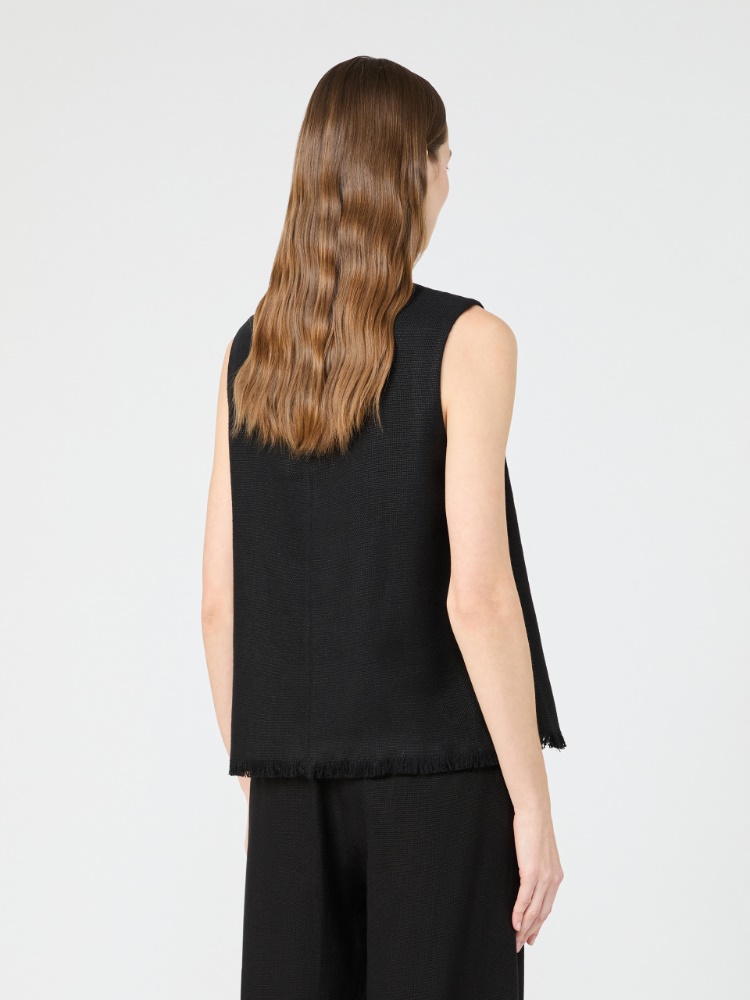 아니카 린넨 탑 - BLACK - 3