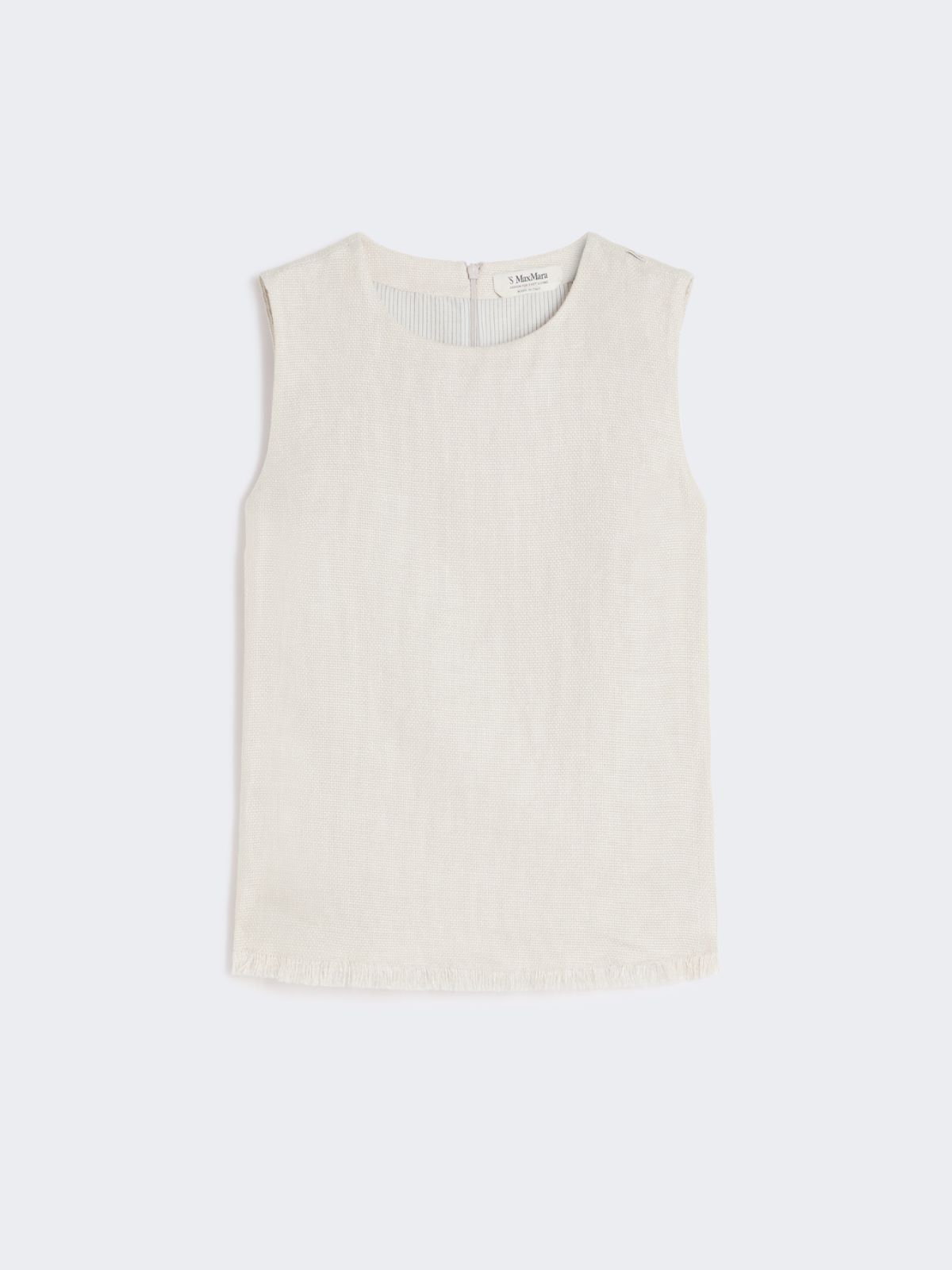 Cotton and linen basketweave top - IVORY - 4