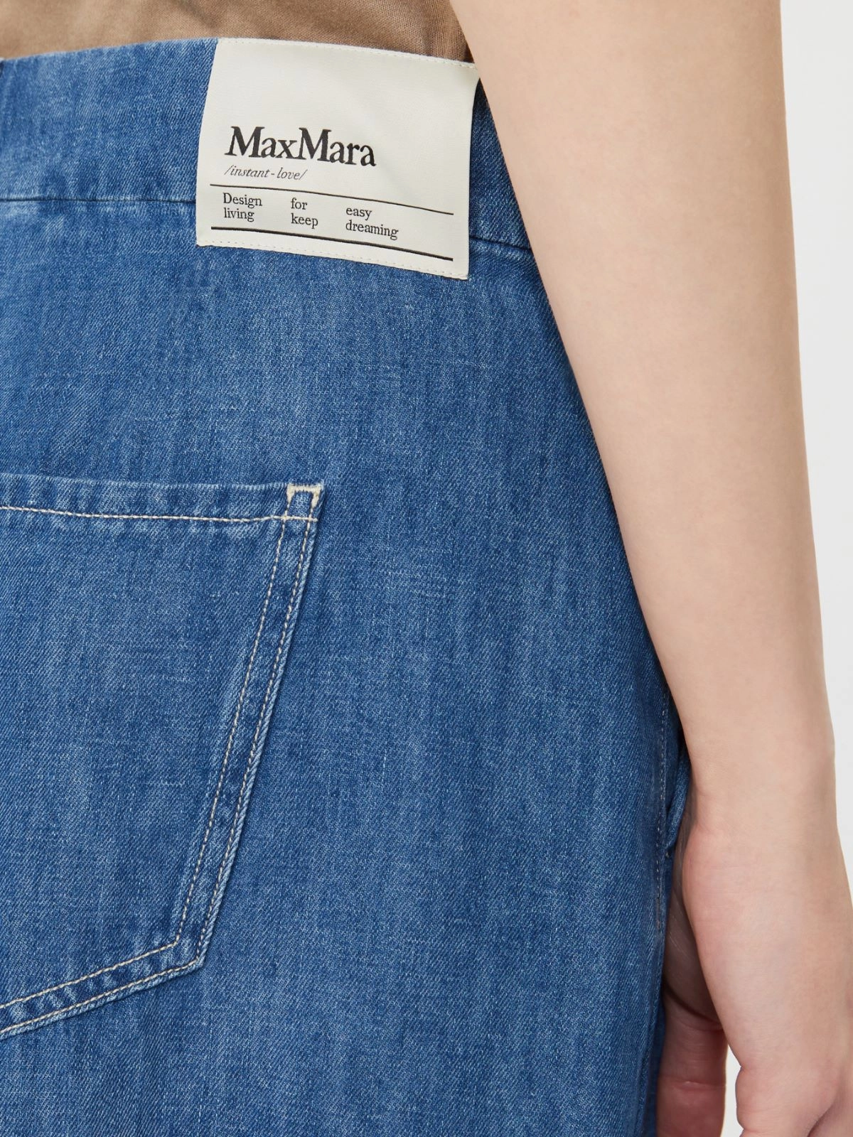 Wide-fit cotton and linen denim trousers - NAVY - Max Mara - 4