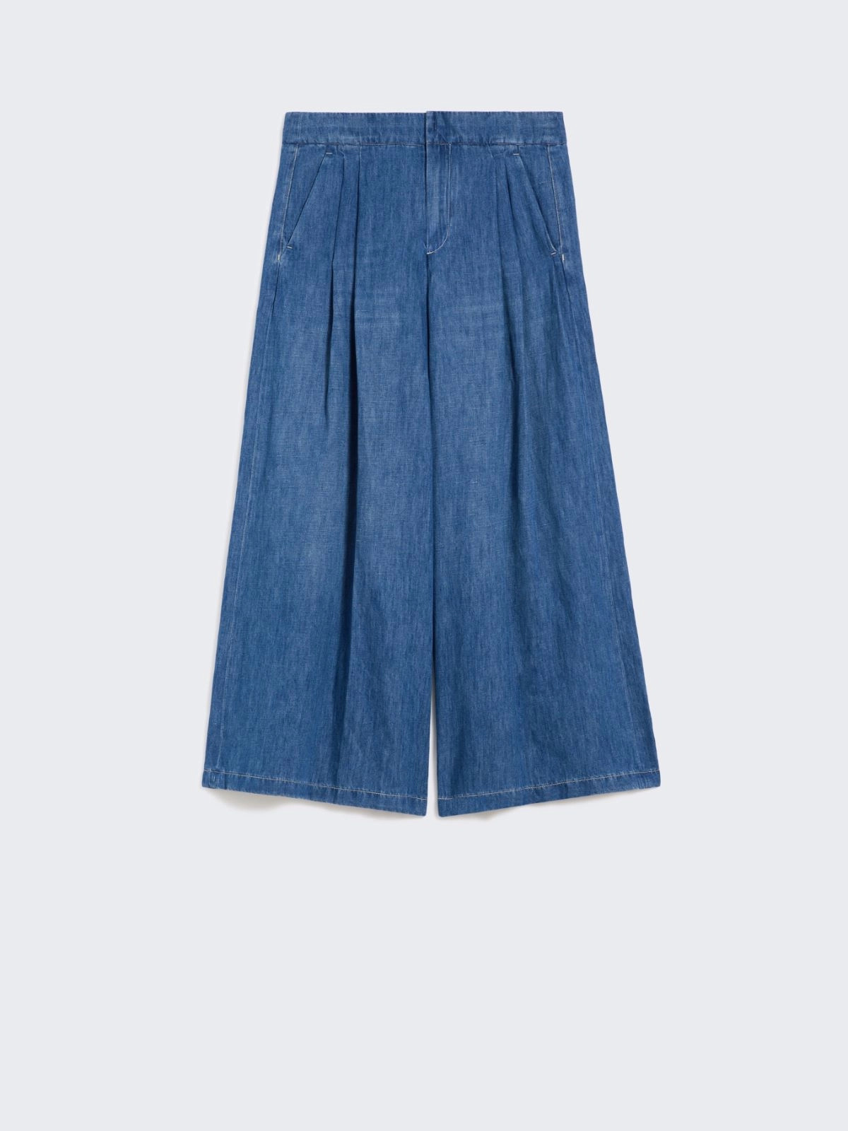 Wide-fit cotton and linen denim trousers - NAVY - Max Mara - 5
