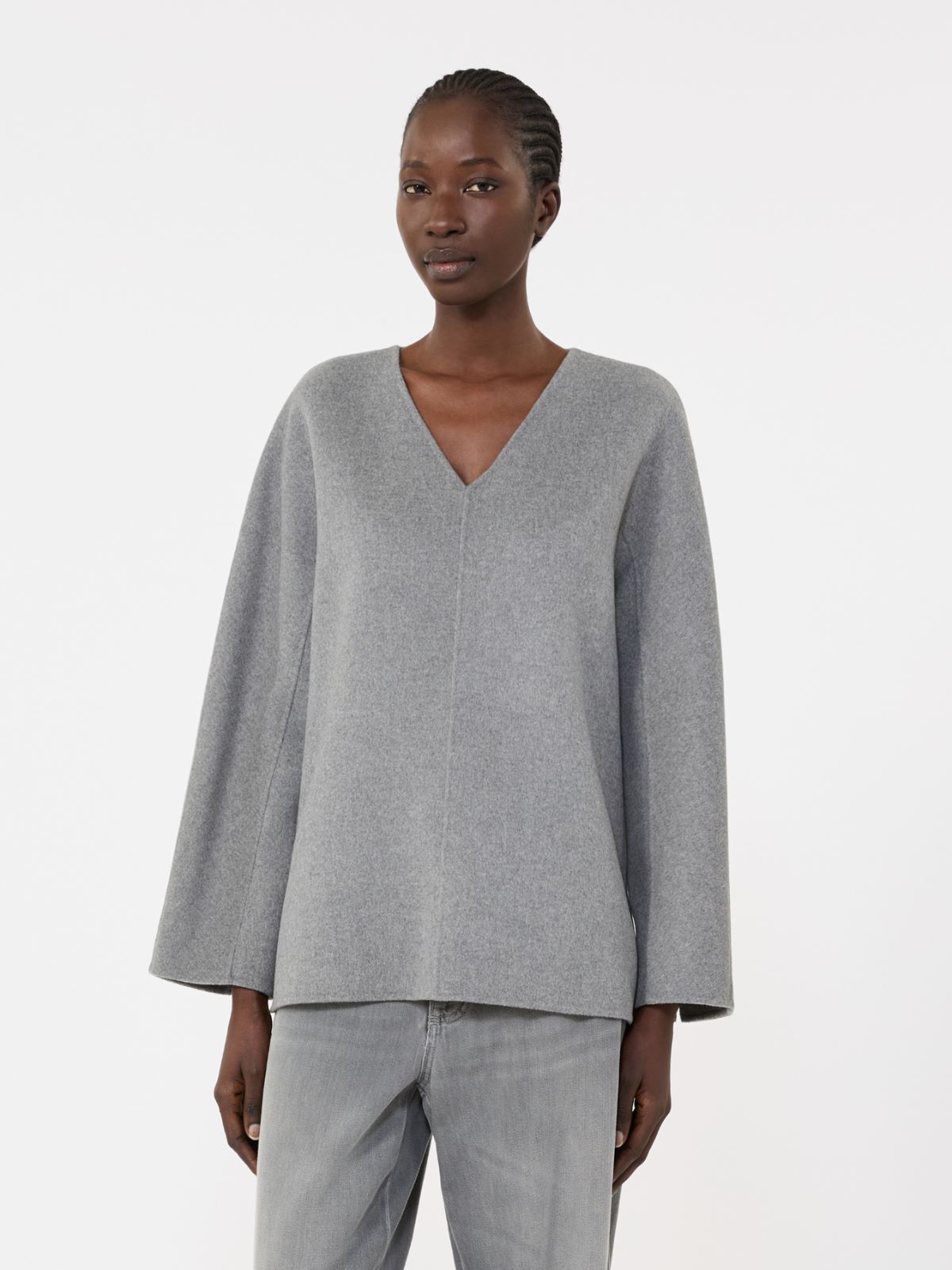 Wool broadcloth blouse - MEDIUM GREY - Max Mara - 4
