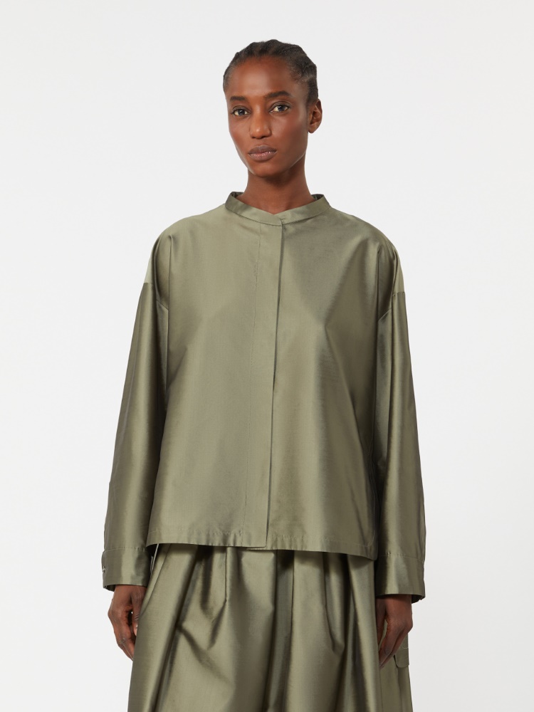Chemise en organza de soie ménagée - VERT SAUGE - 2
