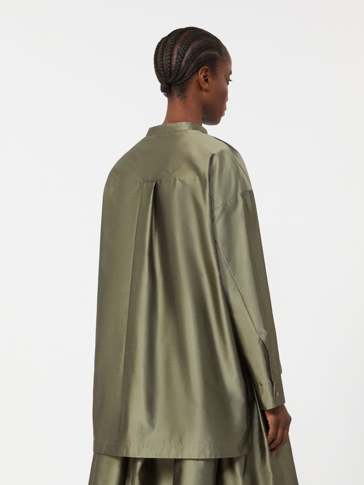 Chemise en organza de soie ménagée - VERT SAUGE - 3