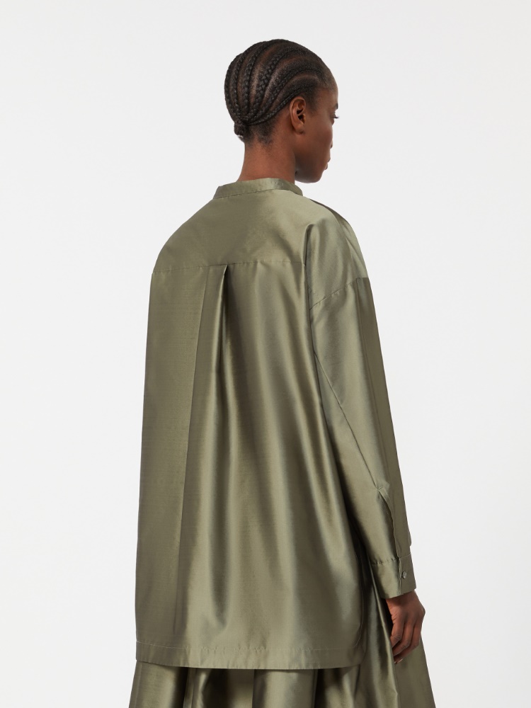 Chemise en organza de soie ménagée - VERT SAUGE - 3