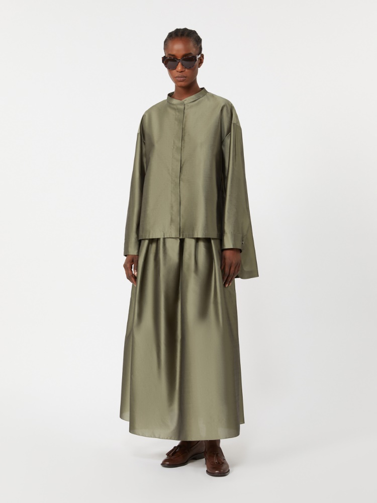 Chemise en organza de soie ménagée - VERT SAUGE - 1