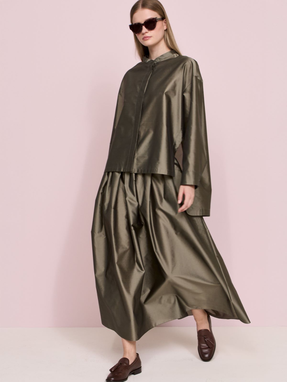 Silk-blend organza shirt - SAGE GREEN