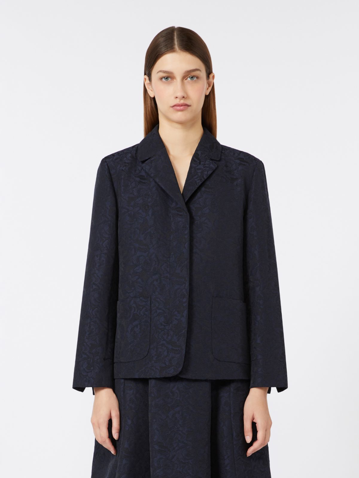 Single-breasted jacquard floral jacket - MIDNIGHTBLUE - Max Mara - 4