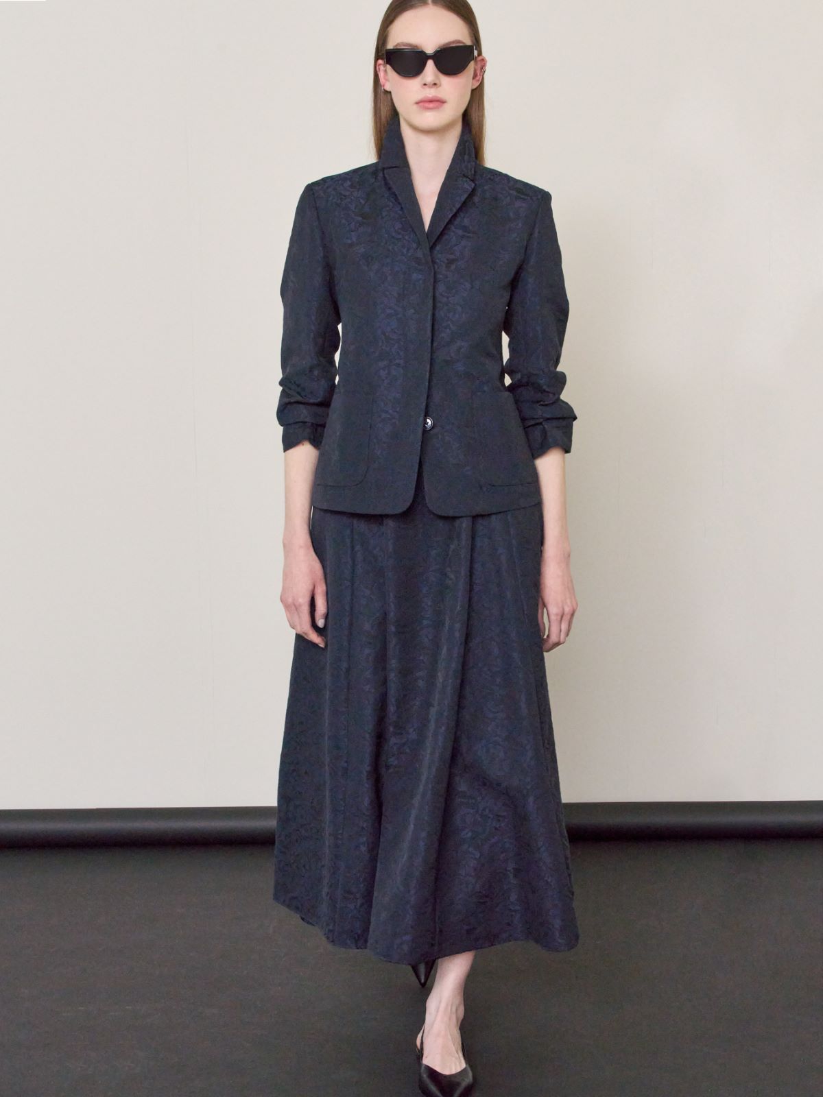 Single-breasted jacquard floral jacket - MIDNIGHTBLUE - Max Mara