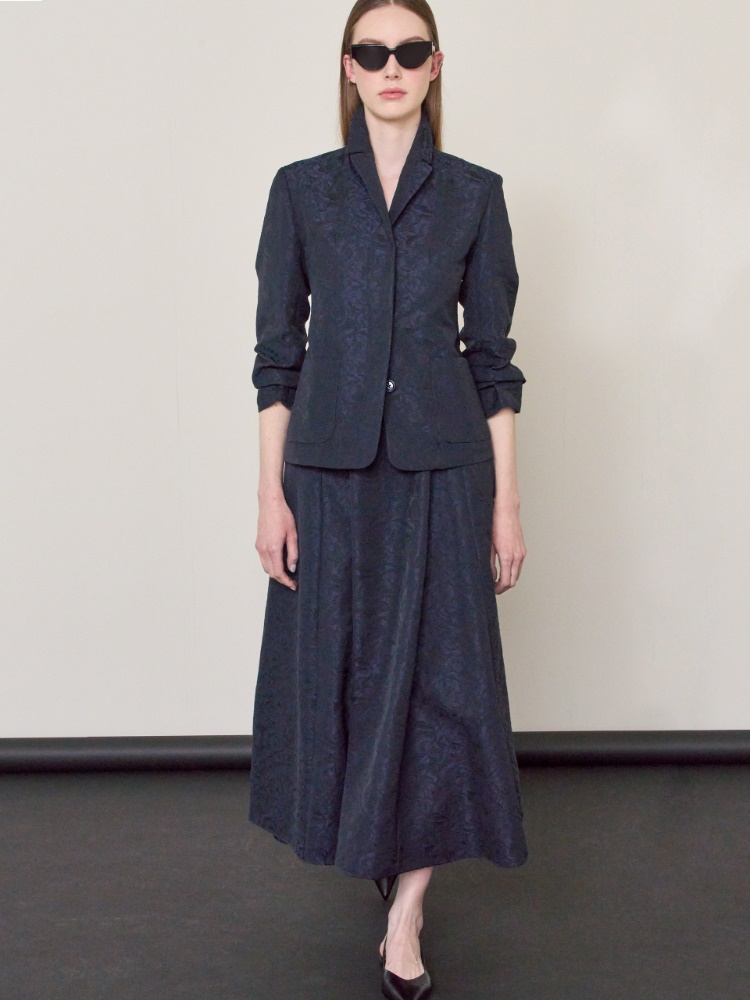 Single-breasted jacquard floral jacket + MIDNIGHTBLUE - Max Mara