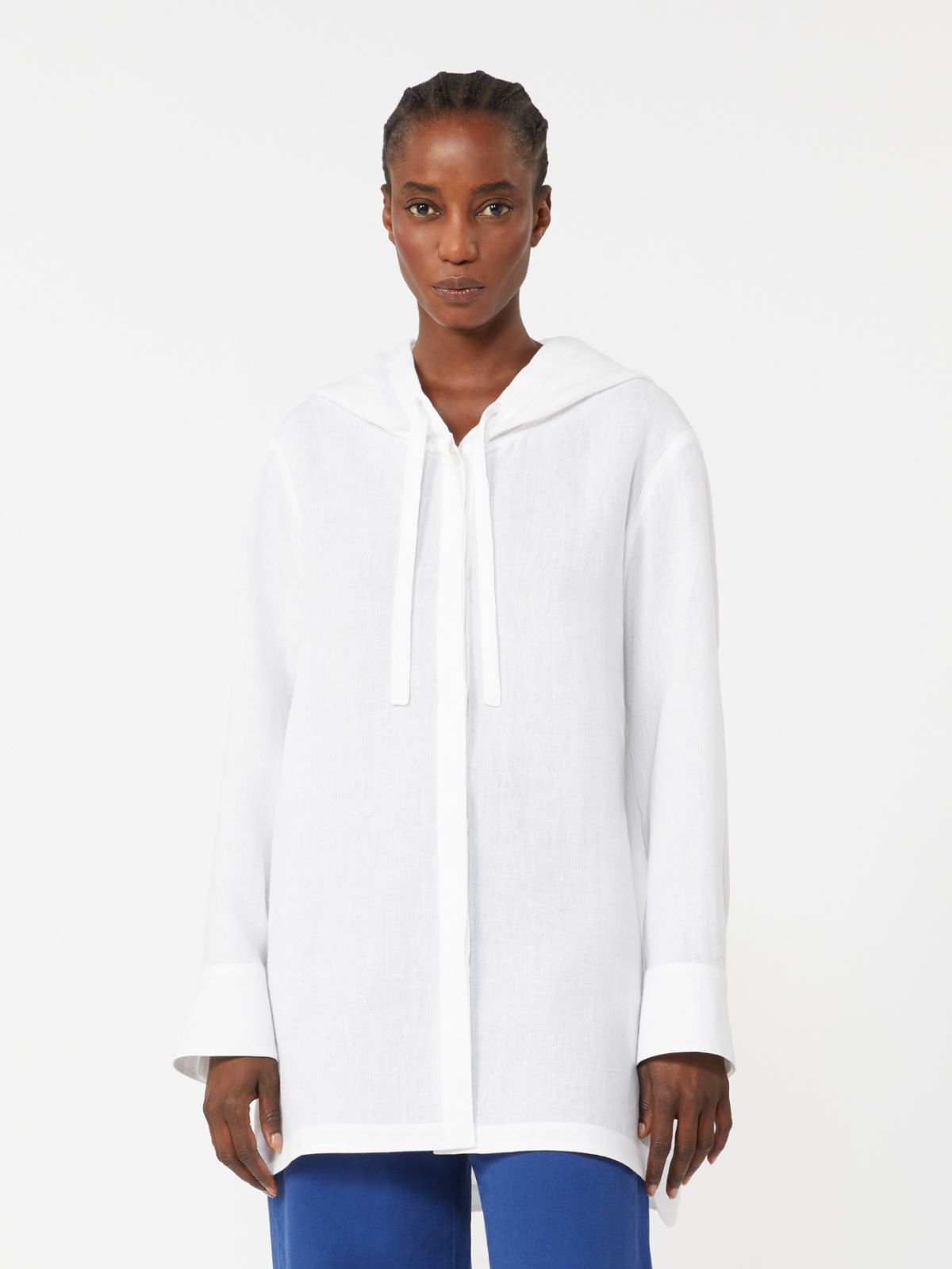 [プルーニャ] ピュア リネン フーデット ブラウス - OPTICAL WHITE - 2