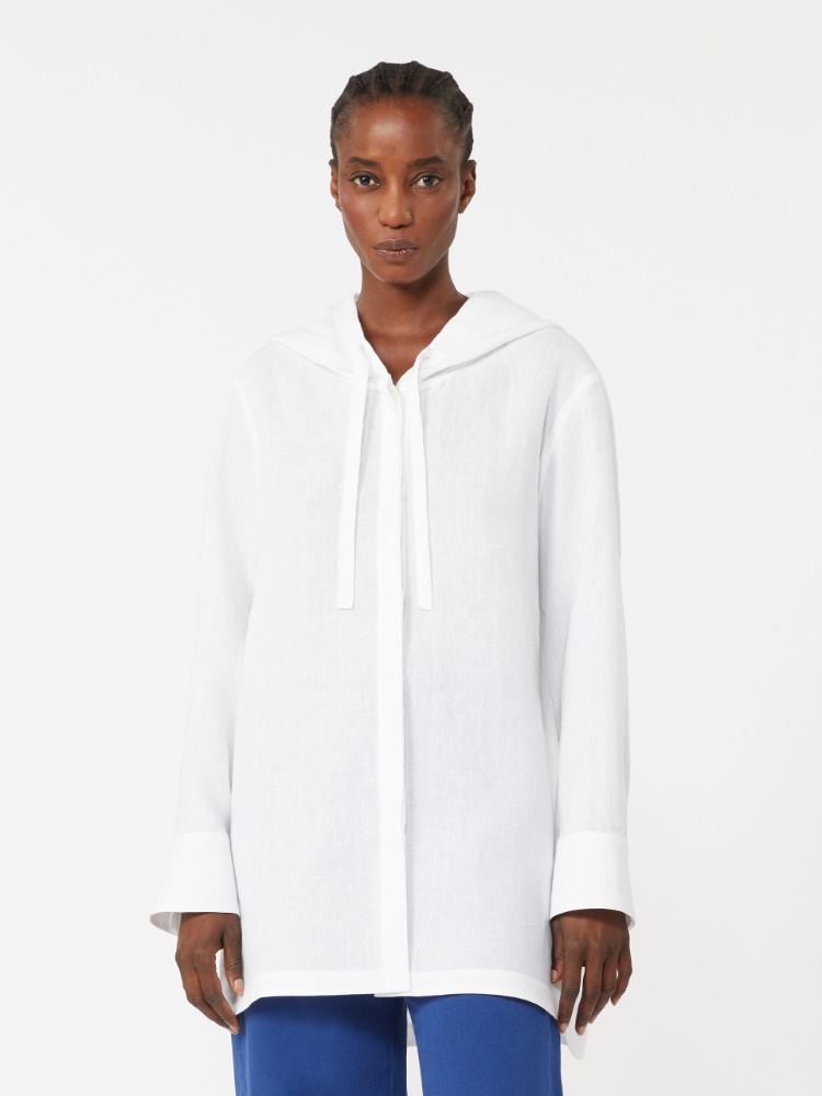 [プルーニャ] ピュア リネン フーデット ブラウス - OPTICAL WHITE - 2