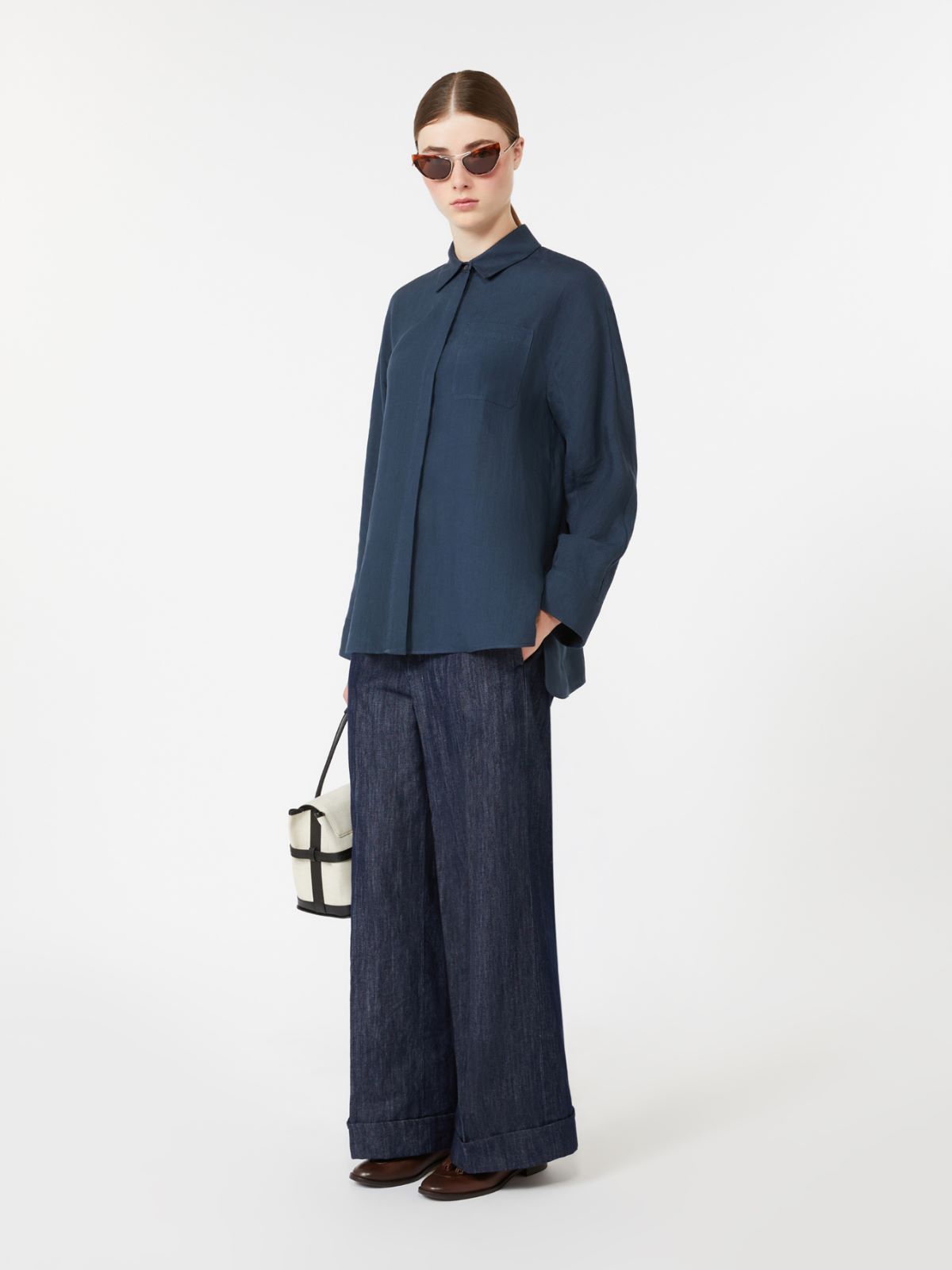 Linen canvas shirt - ULTRAMARINE