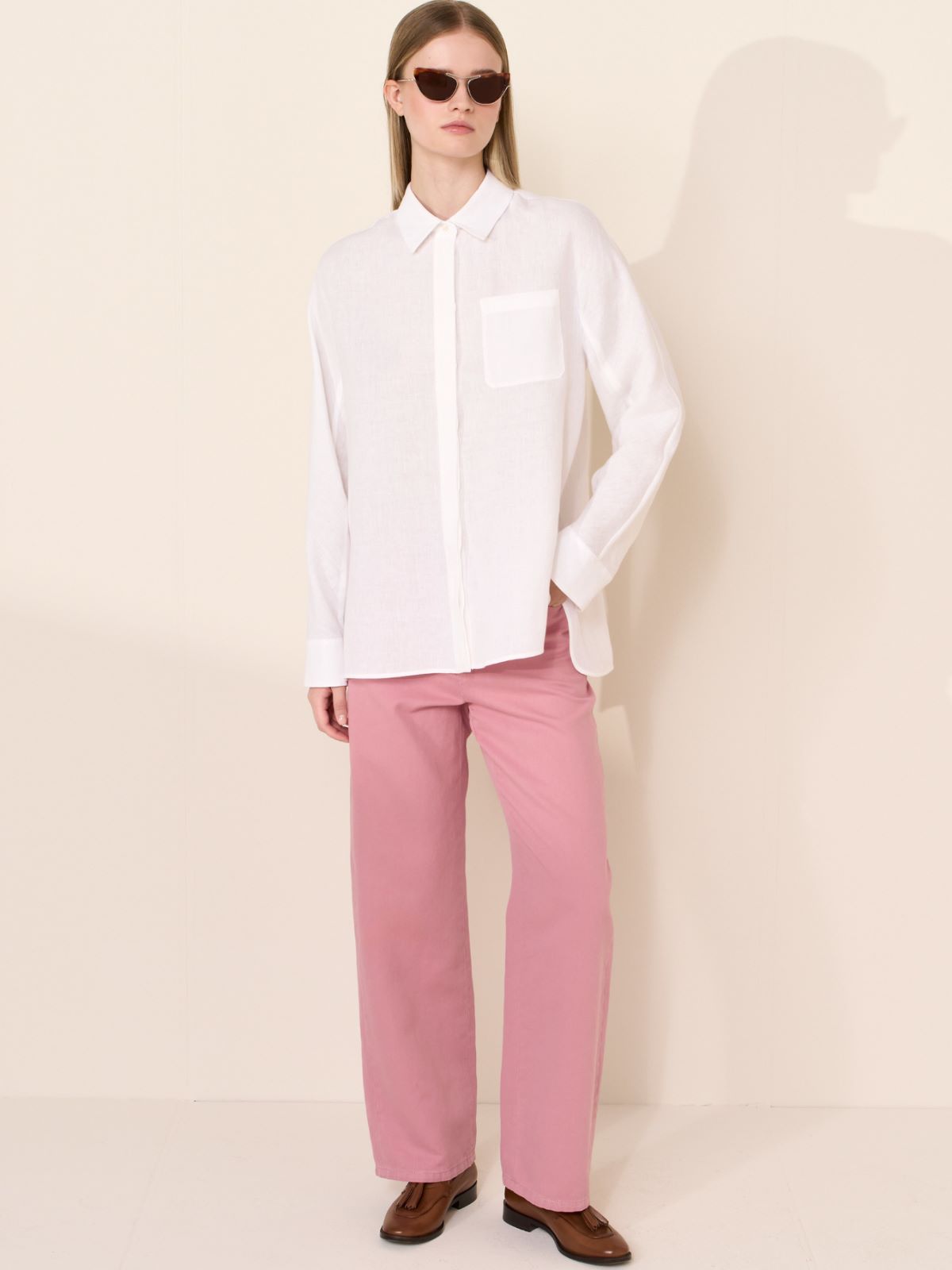 Linen canvas shirt - OPTICAL WHITE