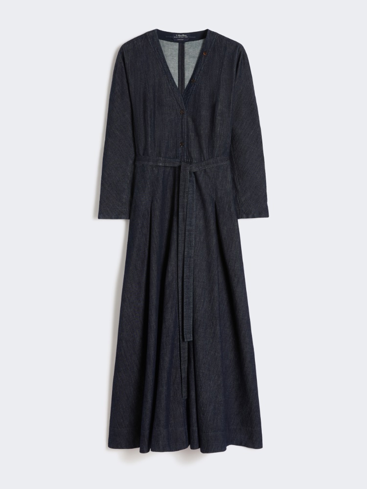 Kleid aus Baumwolldenim mit Gürtel - ULTRAMARINE - Max Mara