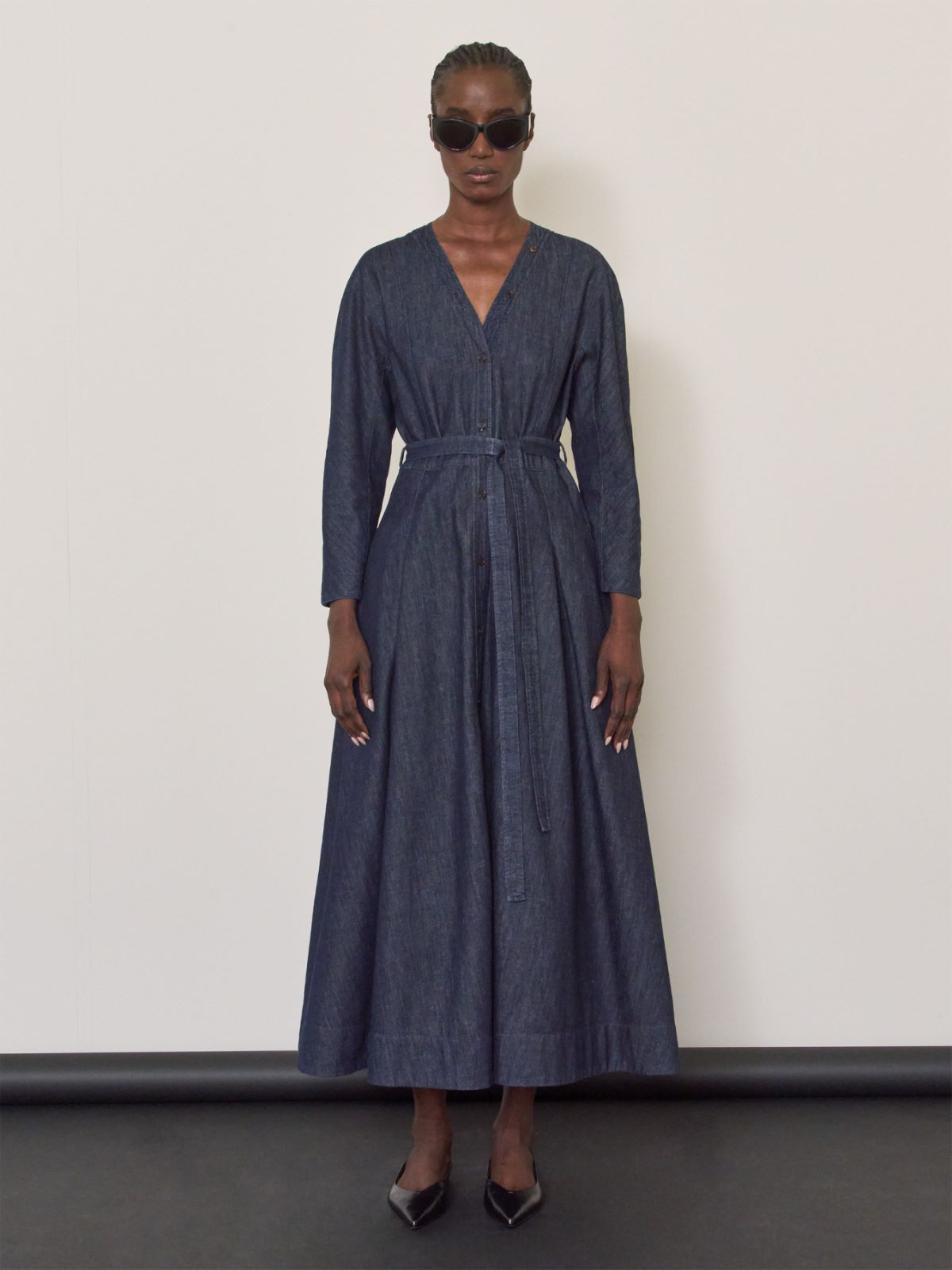 Abito in denim di cotone con cintura - ULTRAMARINE - Max Mara