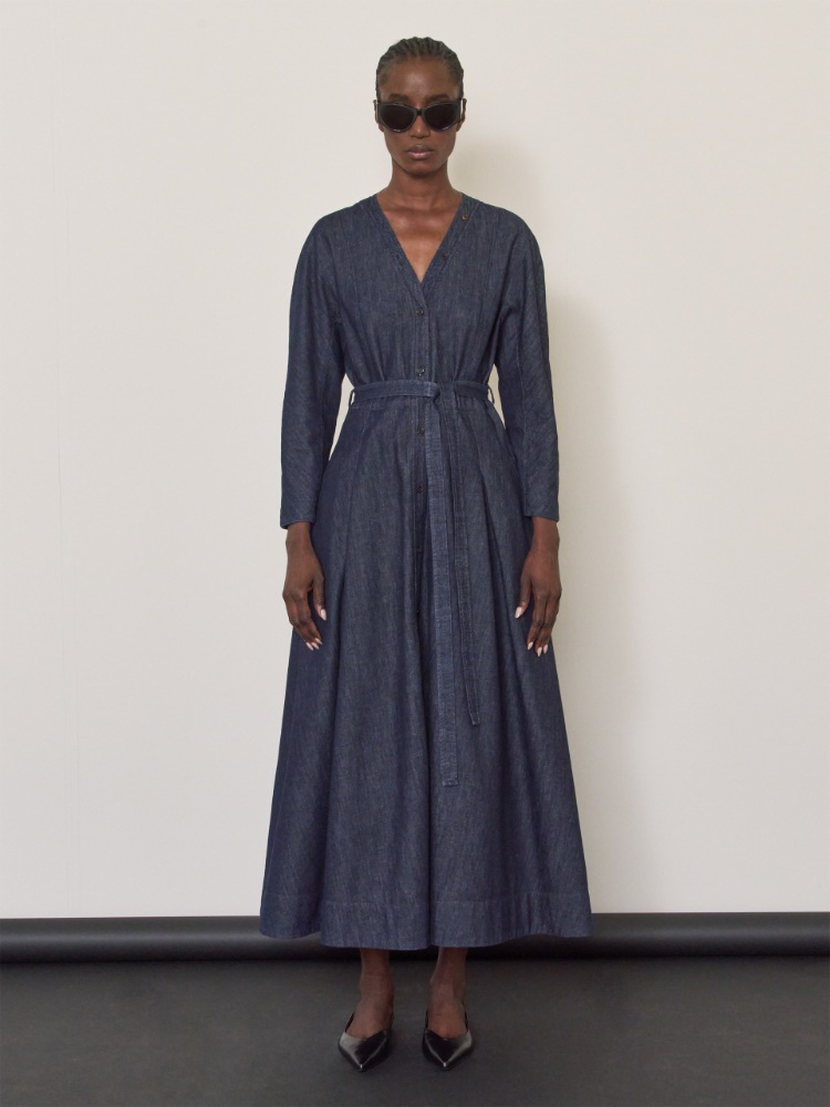 Kleid aus Baumwolldenim mit Gürtel + ULTRAMARINE - Max Mara