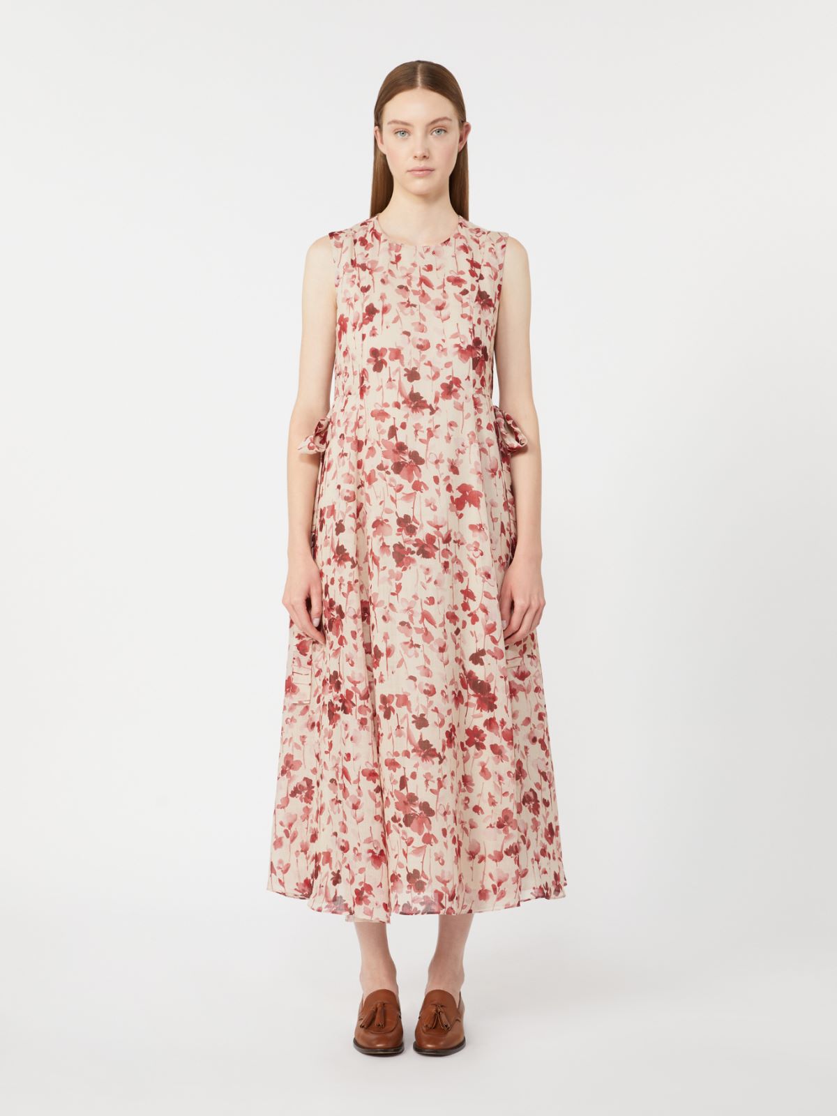 Printed ramie canvas dress - PINK - Max Mara - 9
