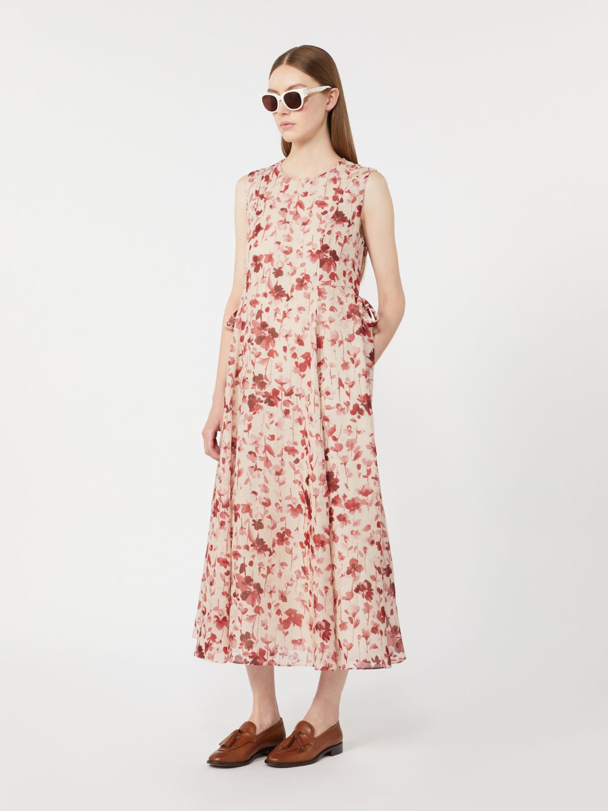 Printed ramie canvas dress - PINK - Max Mara - 9