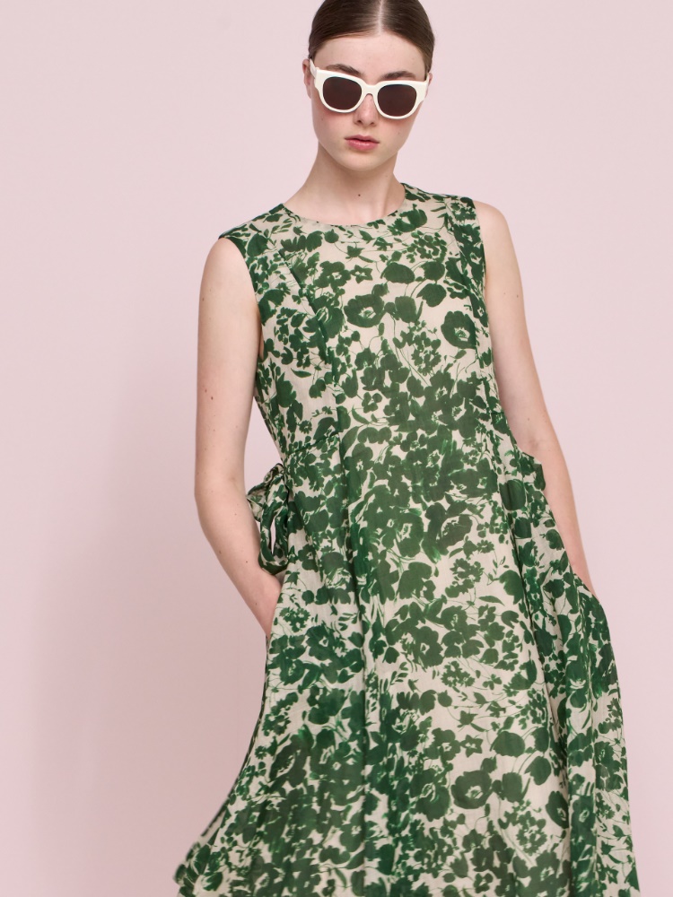 Printed ramie canvas dress + GREEN - Max Mara