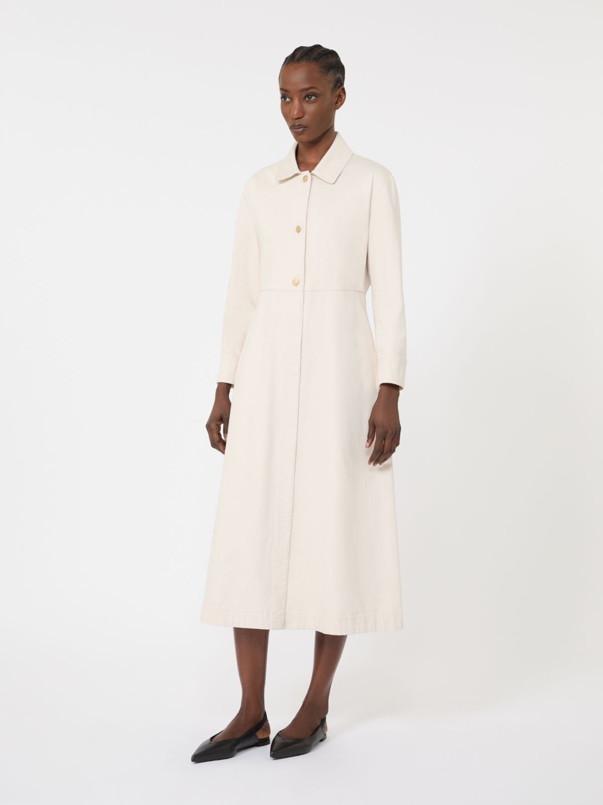 Cotton bull denim shirt dress - SAND - Max Mara - 11