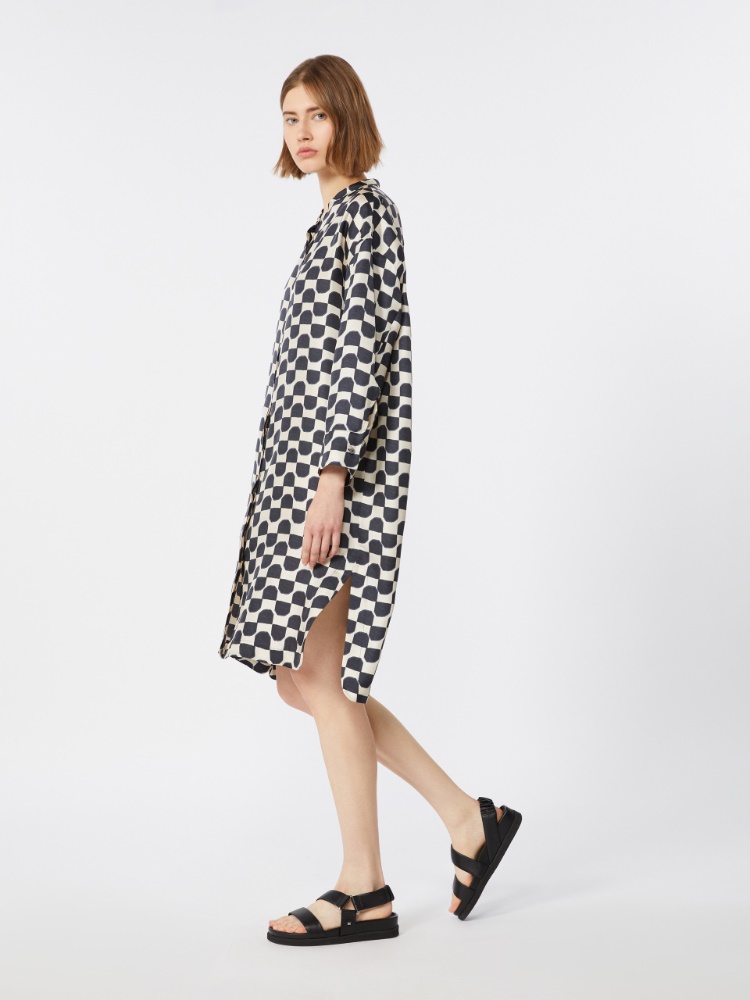 Pure silk twill kaftan - BLACK - 2