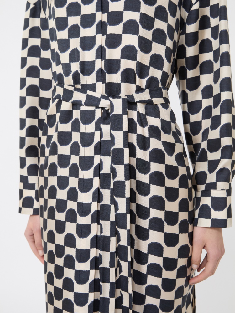 Pure silk twill kaftan - BLACK - 4