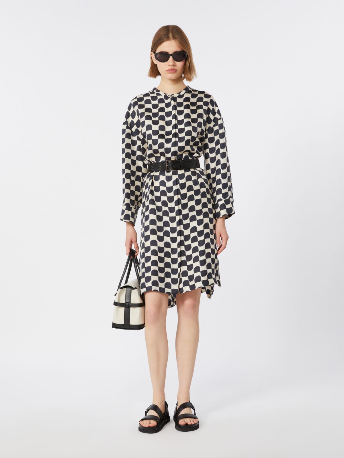 Pure silk twill kaftan - BLACK