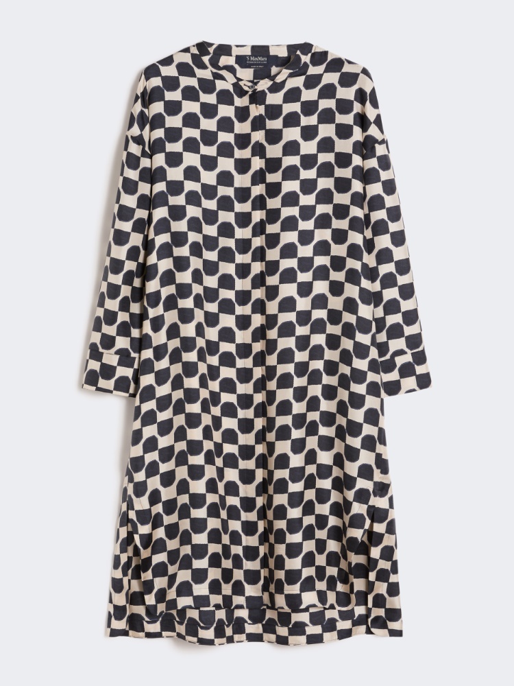 Pure silk twill kaftan - BLACK