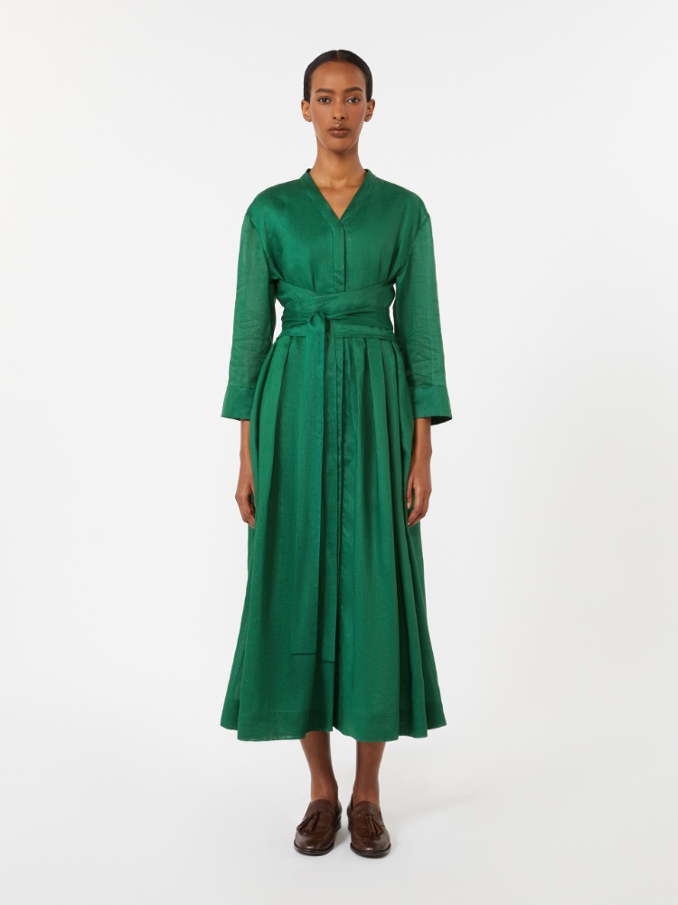Kleid aus Ramie-Canvas - GRUEN - 2